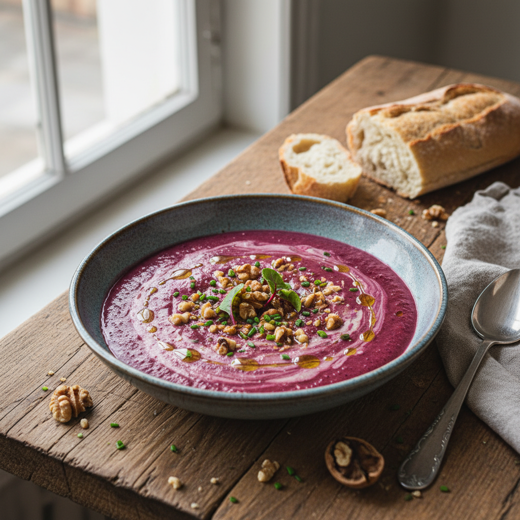Velouté de Chou-fleur et Betterave aux Noix