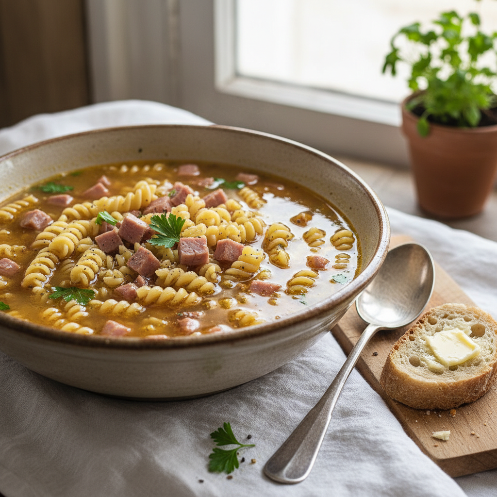 Soupe de Pâtes et Jambon à la Française