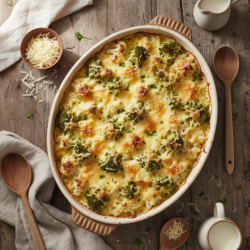 Gratin Brocoli-Chou-fleur au Fromage