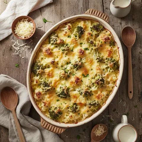Broccoli and Cauliflower Cheese Gratin