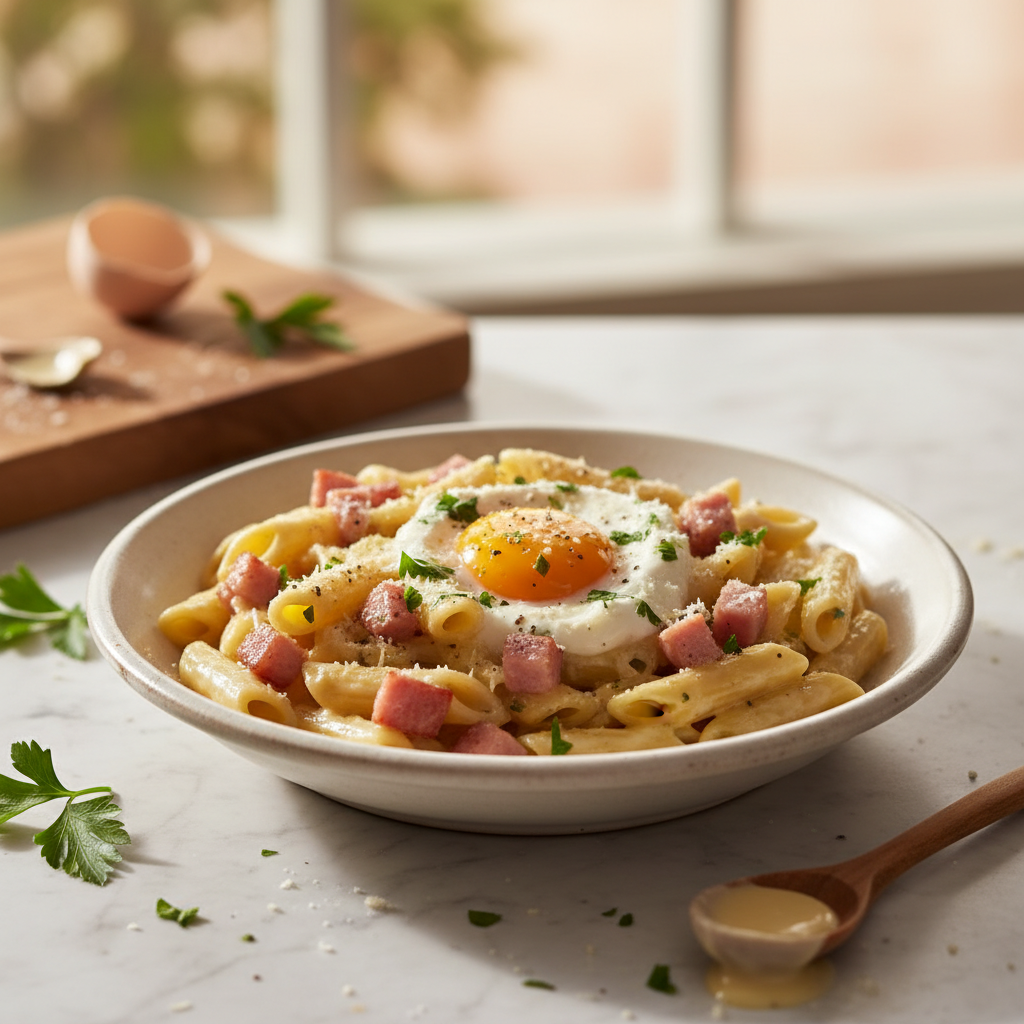 Pâtes Carbonara Revisitée au Jambon
