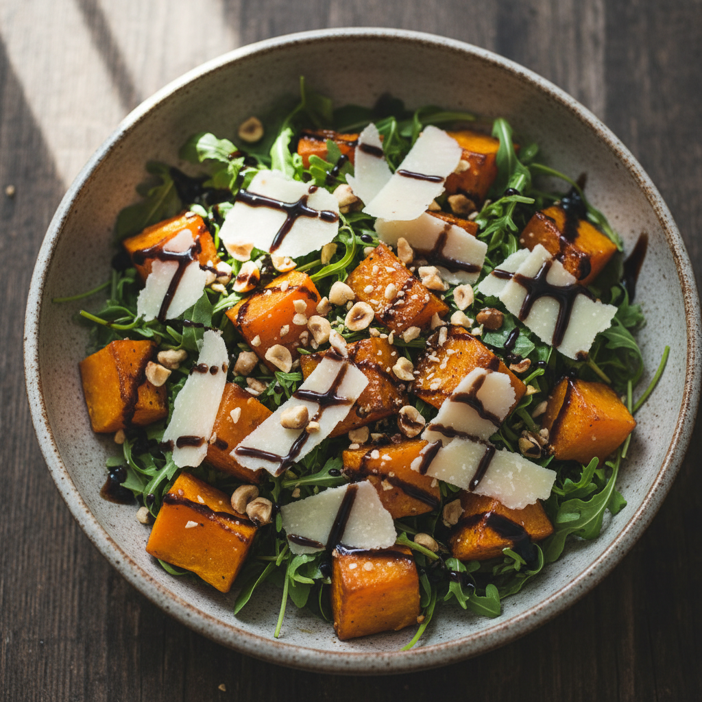 Bowl potimarron rôti & roquette parmesan noisettes