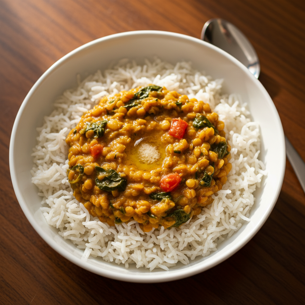 Bowl riz basmati & dal épinards tomate ghee