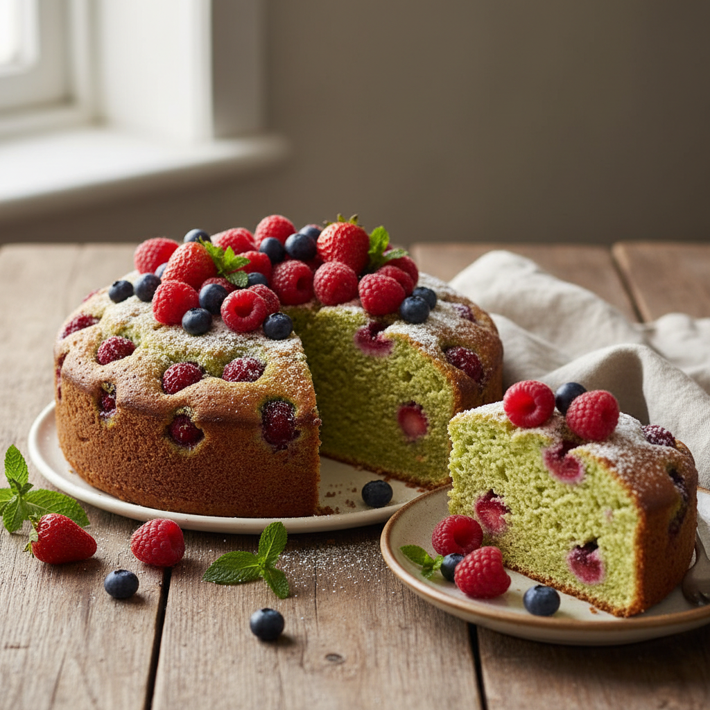 Gâteau Moelleux Fusion Asiatique aux Fruits Rouges