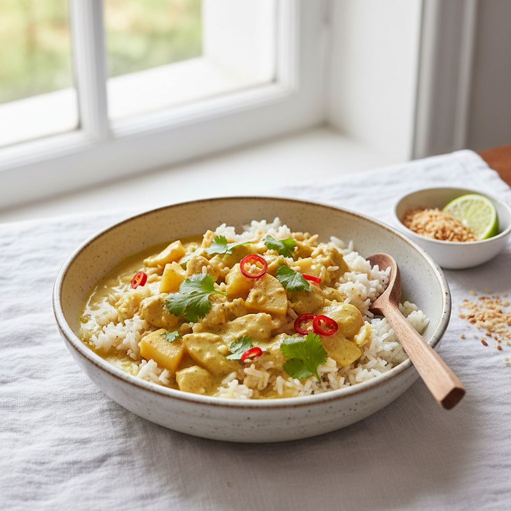 Riz aux Pommes et Curry de Lait de Coco
