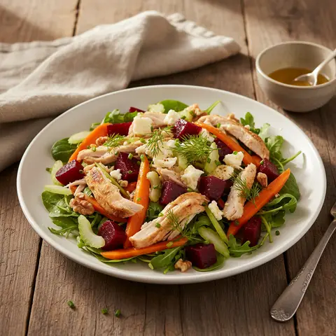 Gemischter Salat mit Hähnchen und Rüben