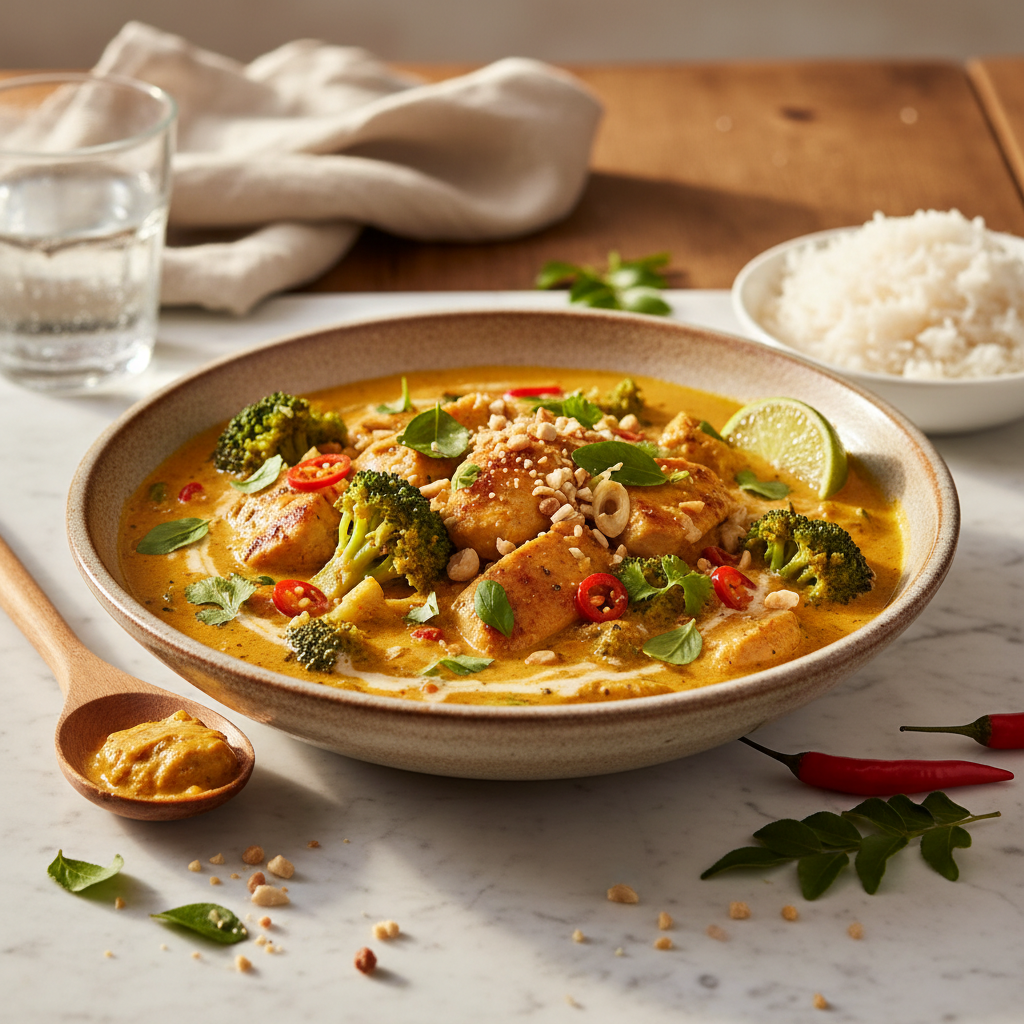Curry de Poulet Thaï aux Brocolis