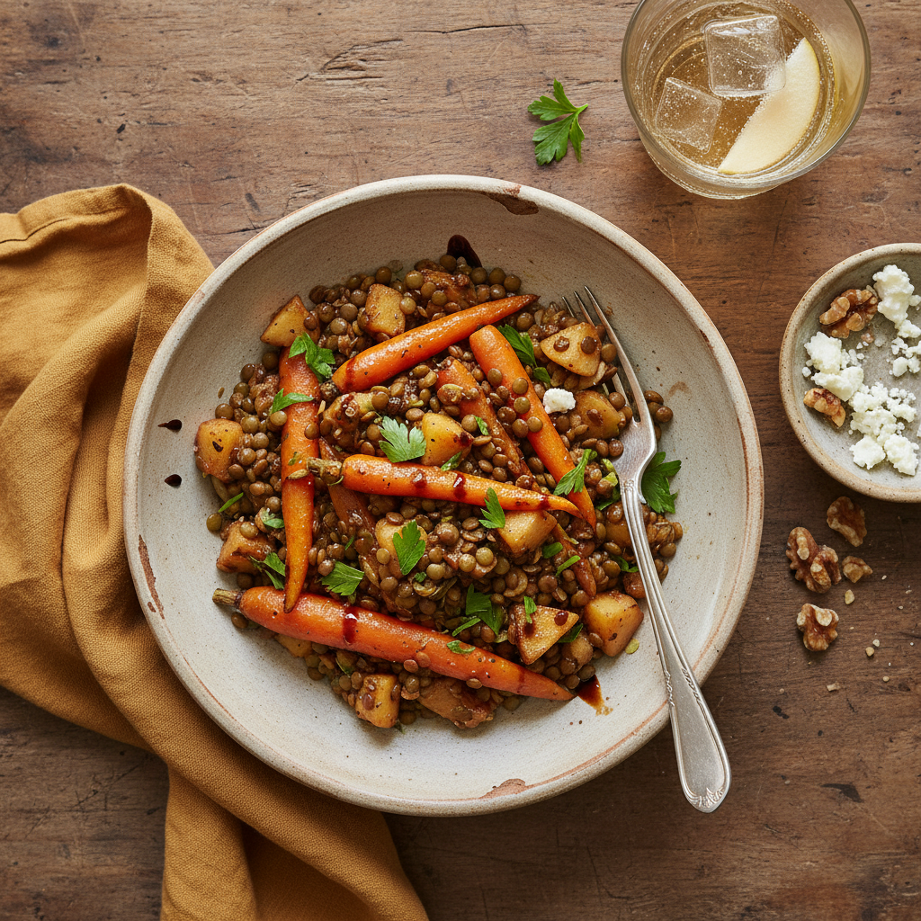 Poêlée Lentilles, Carottes et Pommes