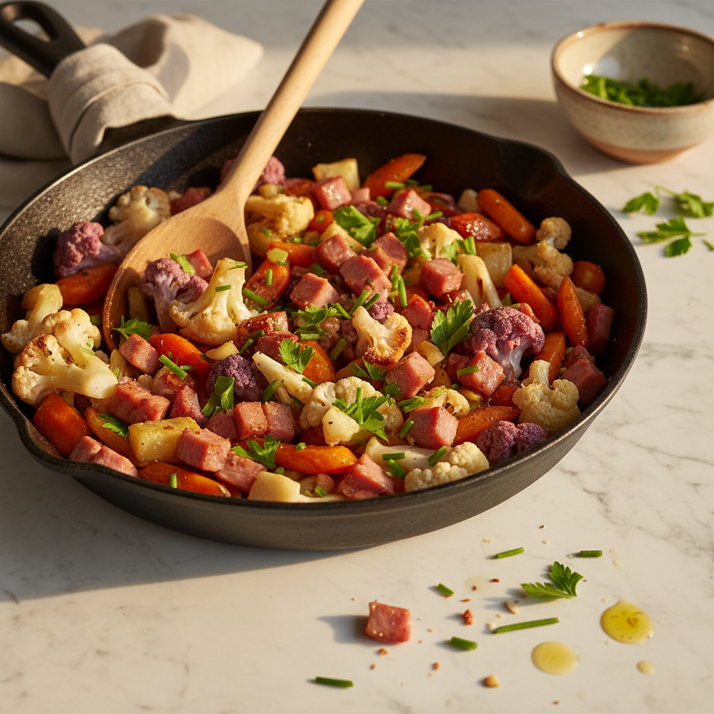 Poêlée de Carottes et Chou-fleur au Jambon