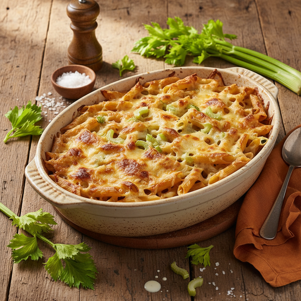 Gratin de Penne à la Crème et Céleri