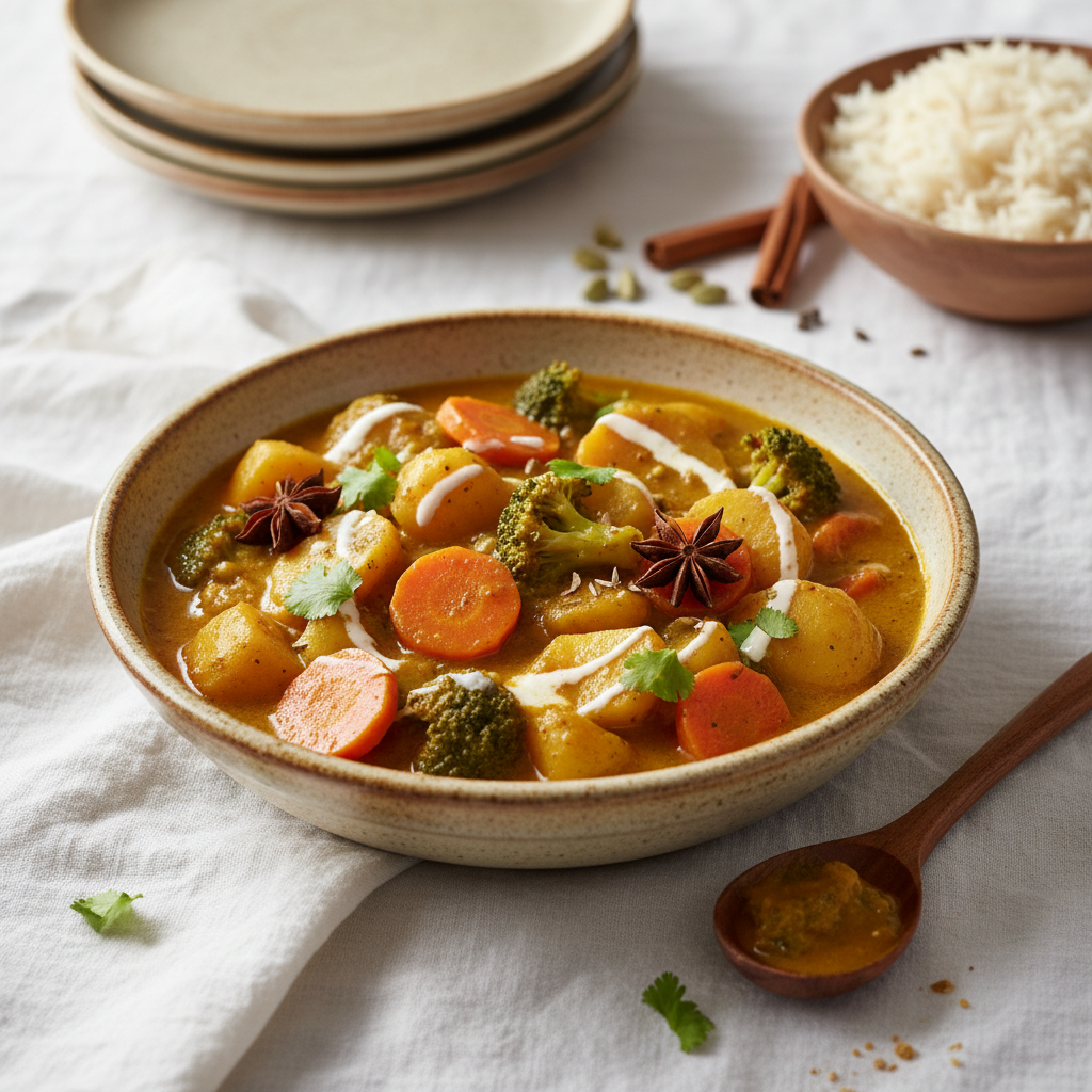 Curry de Légumes et Pommes de Terre à l'Indienne