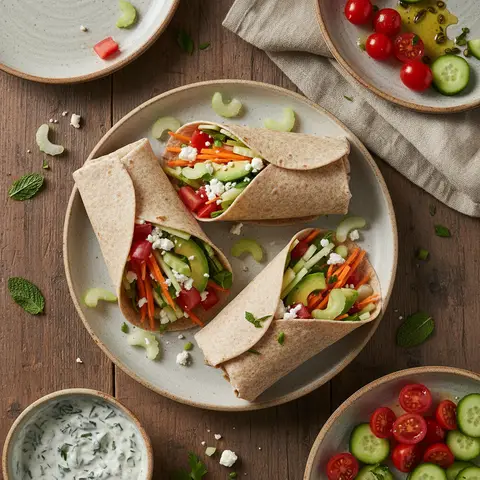 Mediterranean Vegetable and Feta Wraps