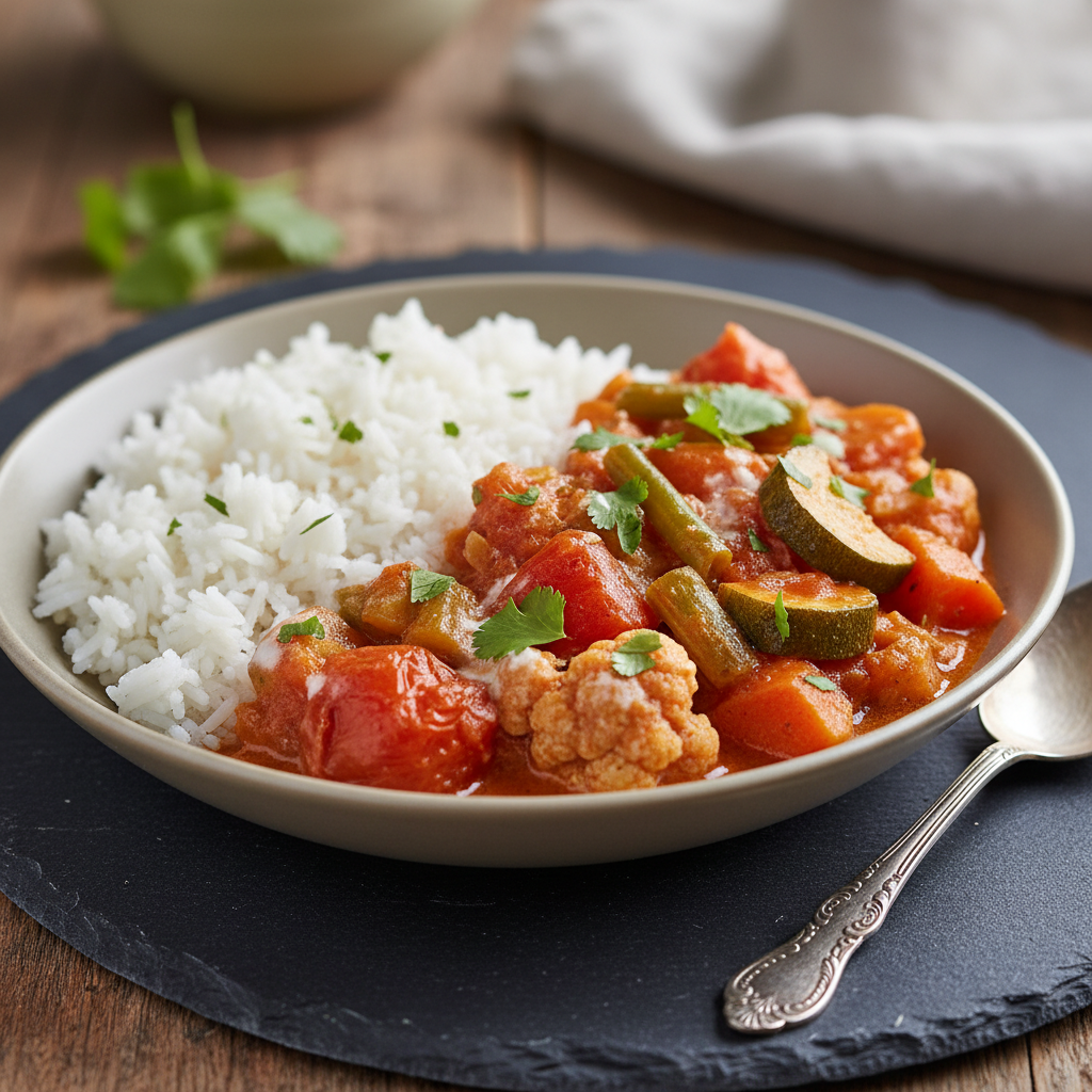 Curry de Légumes à la Tomate et Riz