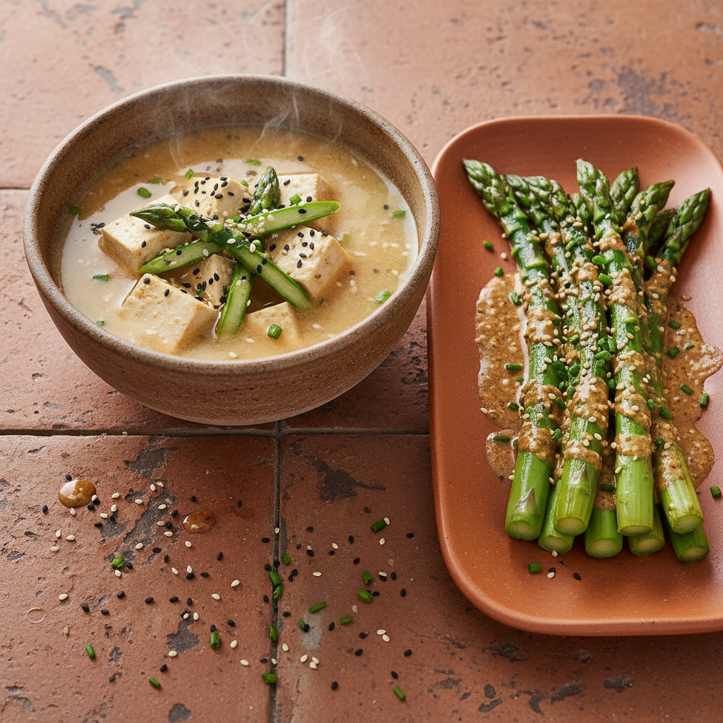 Tofu miso & asperges au sésame