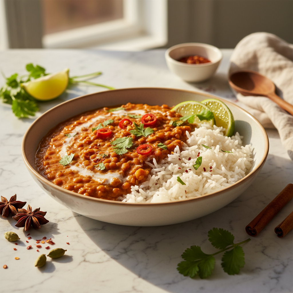 Curry de Lentilles Rouges à l'Asiatique