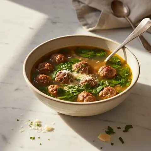 Italian Wedding Soup with Beef Meatballs