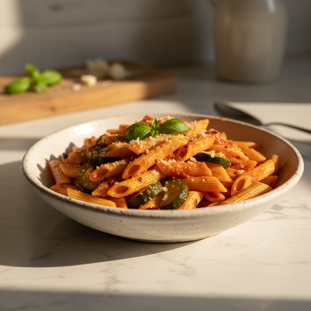 Pâtes à la Sauce Tomate et Courgettes