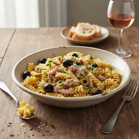 Pasta mit Thunfisch und Oliven