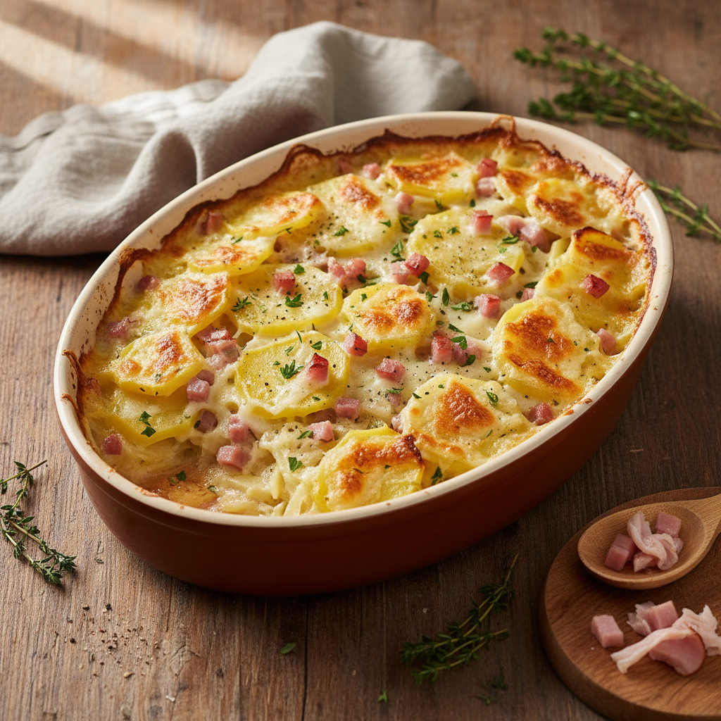 Gratin de pommes de terre et jambon