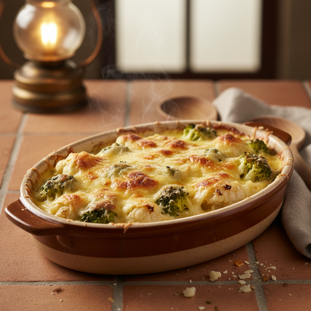 Gratin de Chou-fleur et Brocoli au Gruyère
