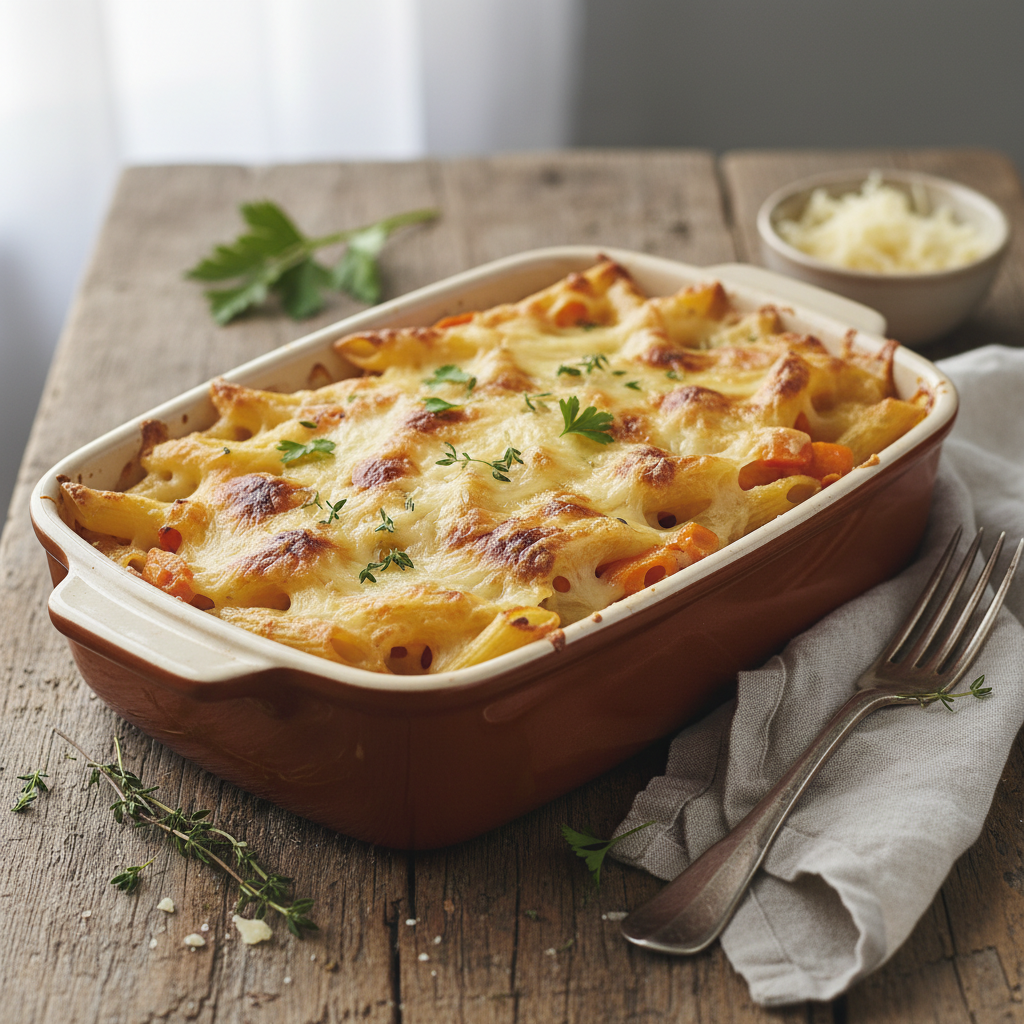 Gratin de Penne au Gruyère et Carottes