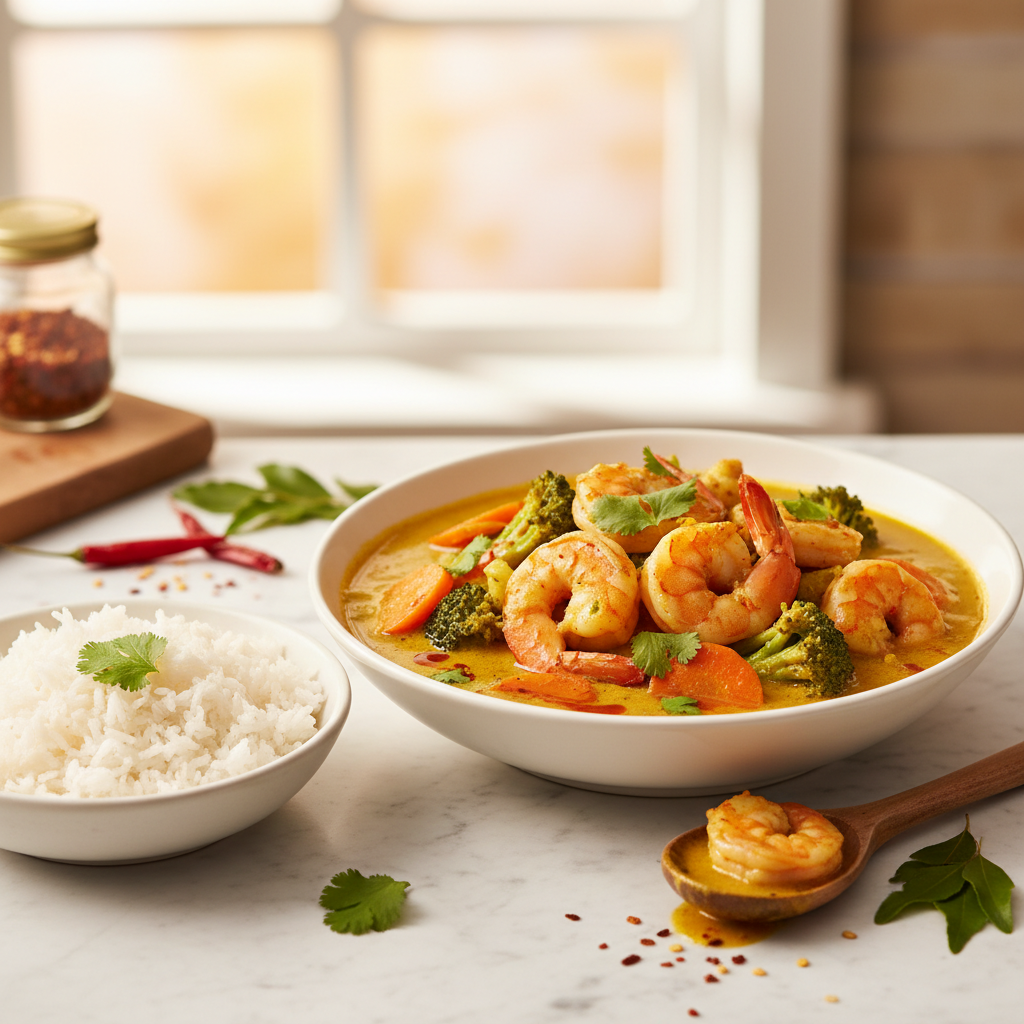 Curry de Crevettes aux Légumes