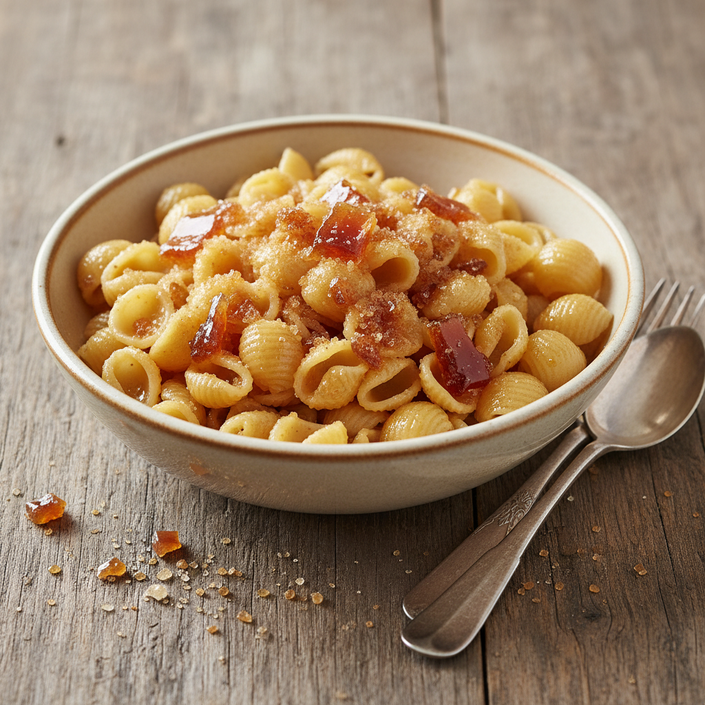 Pâtes Coquillettes Beurre et Sucre Caramélisé