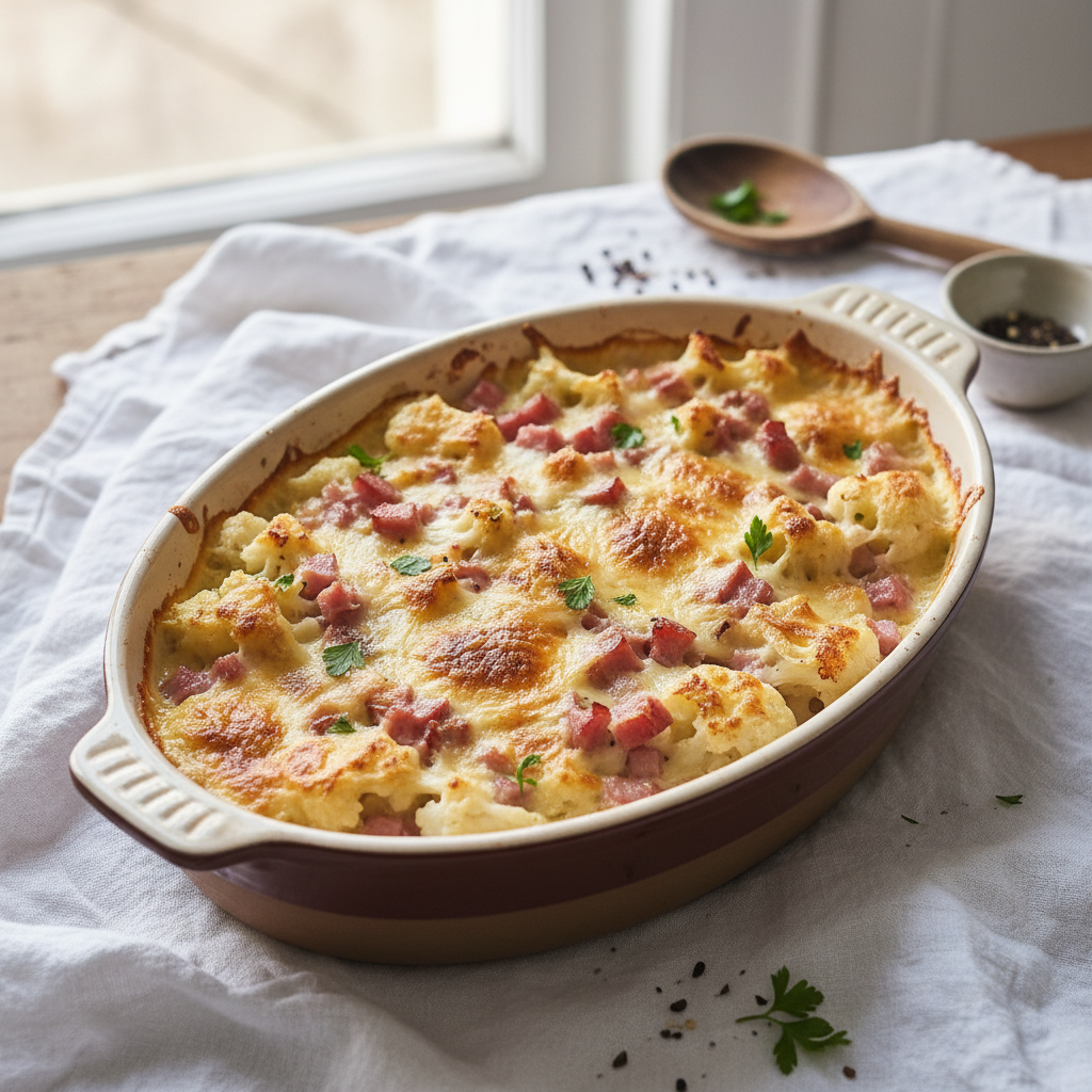 Gratin de Chou-fleur et Jambon à la Française