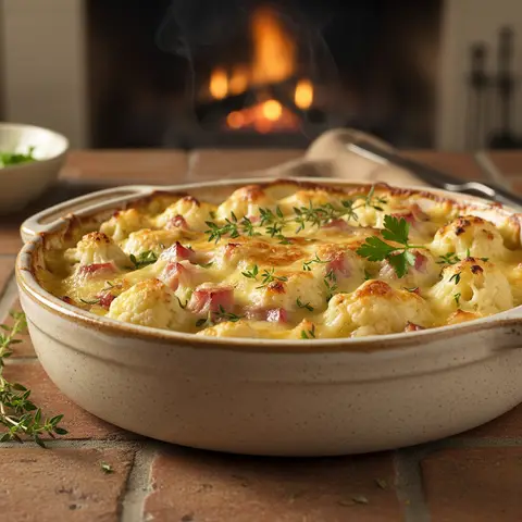 Blumenkohl-Schinken-Gratin