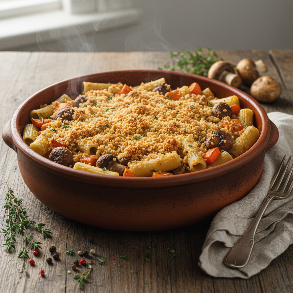 Gratin de Pâtes aux Carottes et Champignons