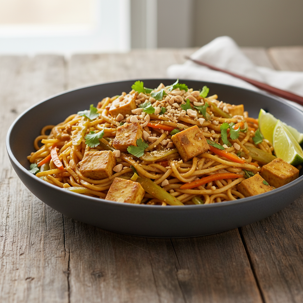 Wok de Nouilles Asiatiques aux Légumes et Tofu