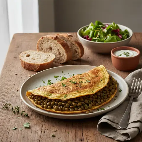 Omelette aux Lentilles Vertes Parfumée