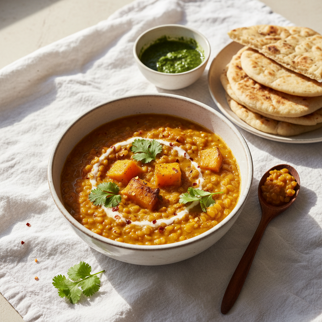 Curry de lentilles et courges (Dhal indien)