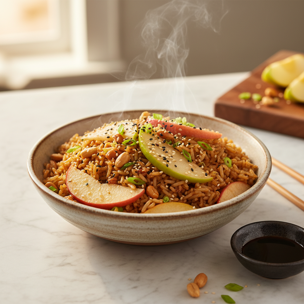 Riz Sauté Asiatique aux Pommes et Cacahuètes