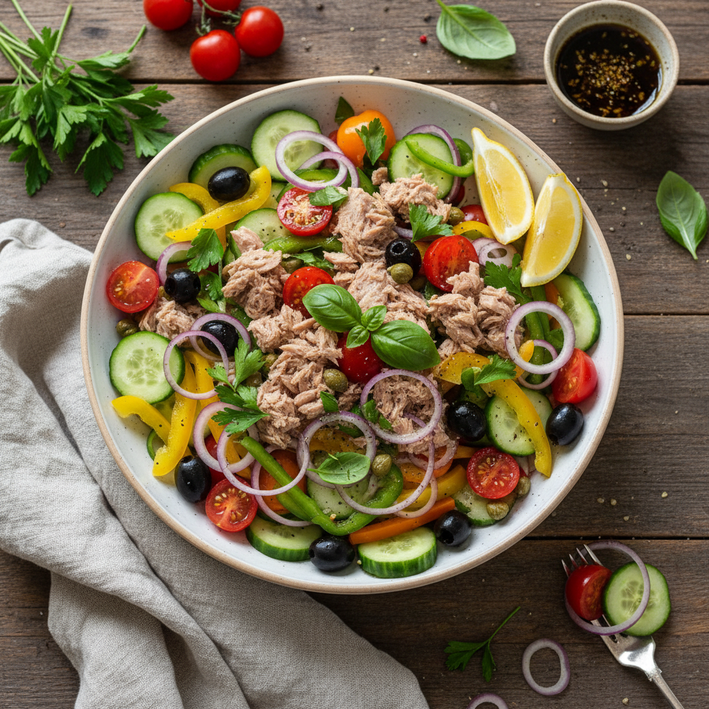 Salade Méditerranéenne au Thon et Crudités