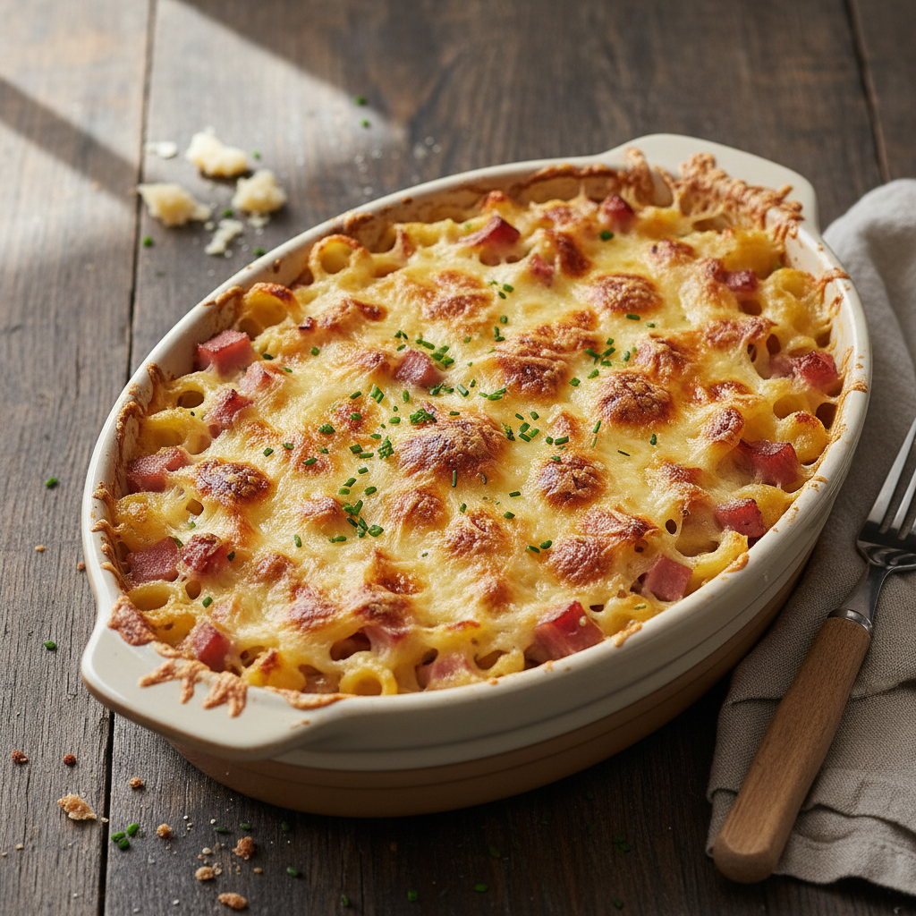 Gratin de Pâtes au Jambon et Gruyère