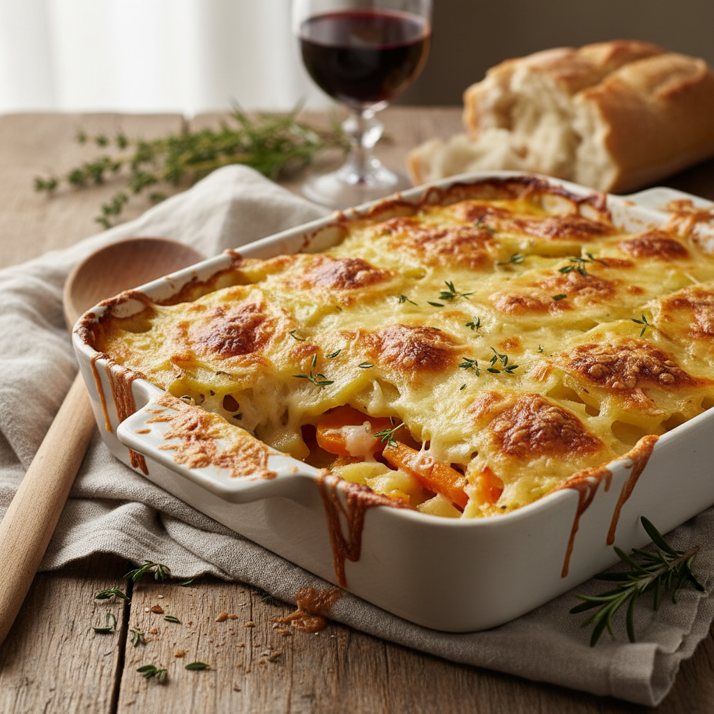 Gratin de pommes de terre et carottes