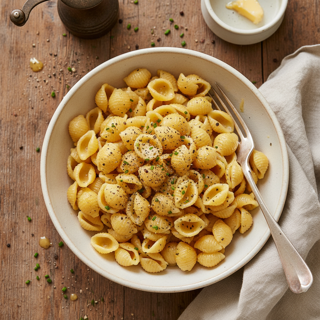Coquillettes au beurre et poivre