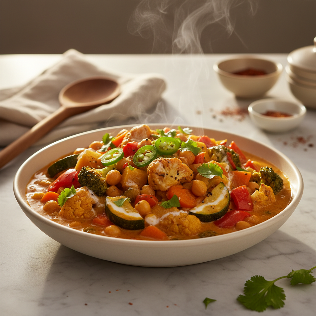 Curry Asiatique de Légumes et Pois Chiches