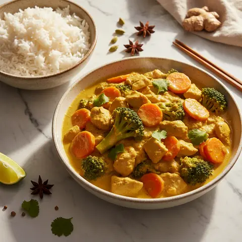 Chicken Curry with Carrots and Broccoli