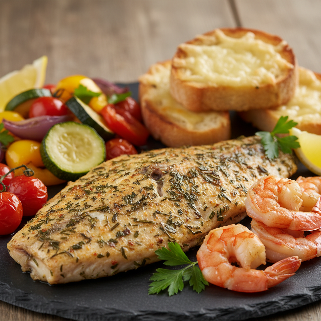 Poisson Rôti aux Herbes et Légumes