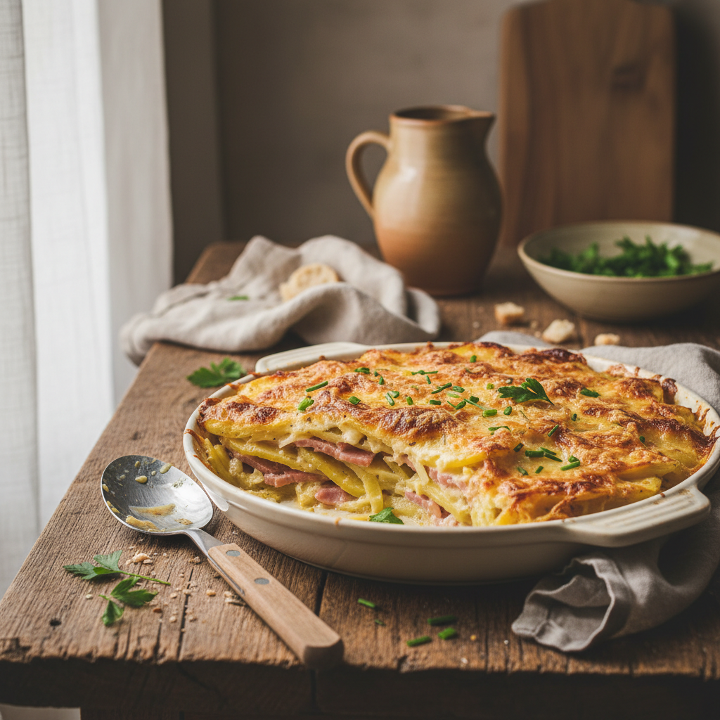 Gratin de pommes de terre et jambon