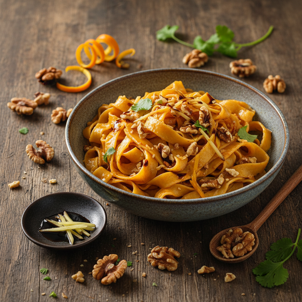 Pâtes Asiatiques aux Noix et Orange