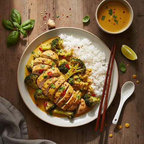 Chicken Curry with Broccoli and Rice