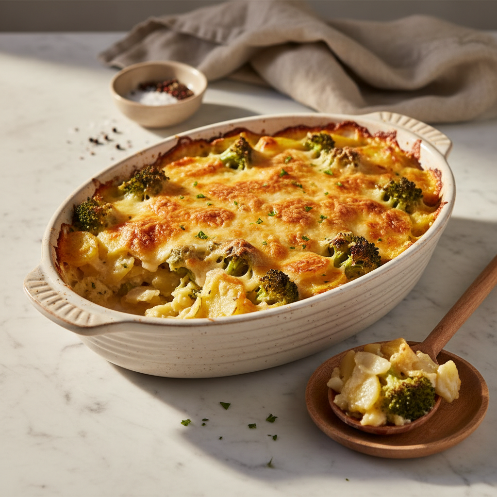 Gratin de pommes de terre et brocoli