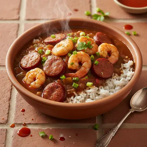 Gumbo mit Garnelen und Wurst