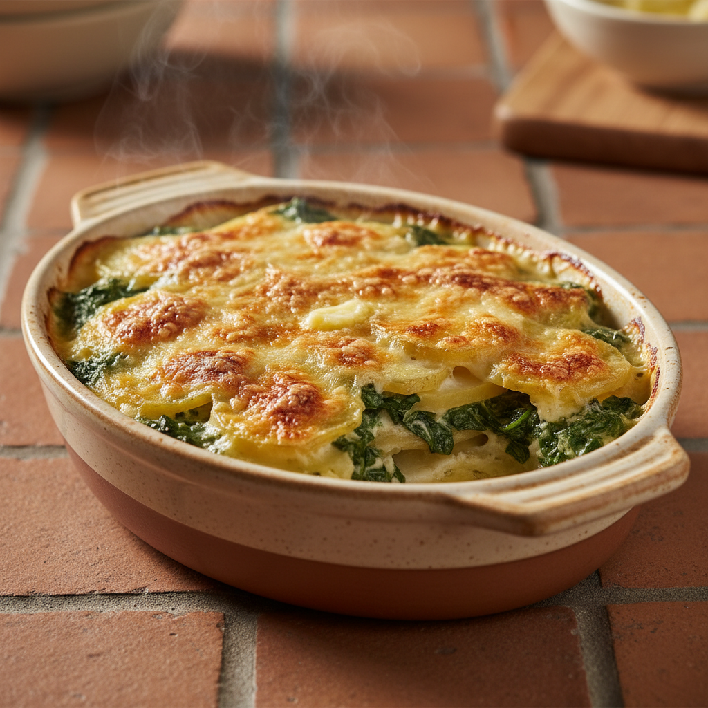 Gratin de pommes de terre et épinards