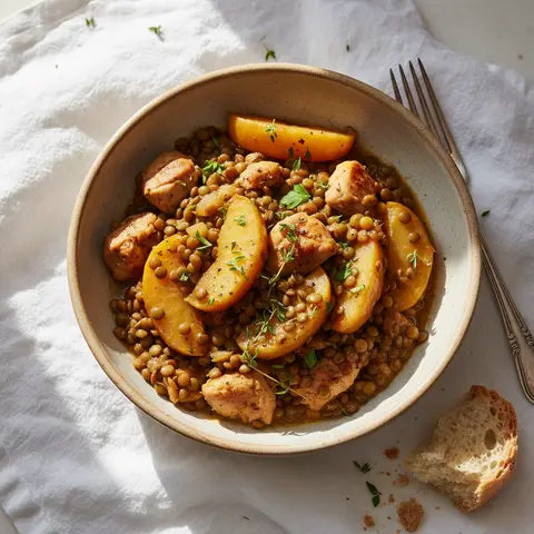Chicken, Lentil, and Apple Skillet