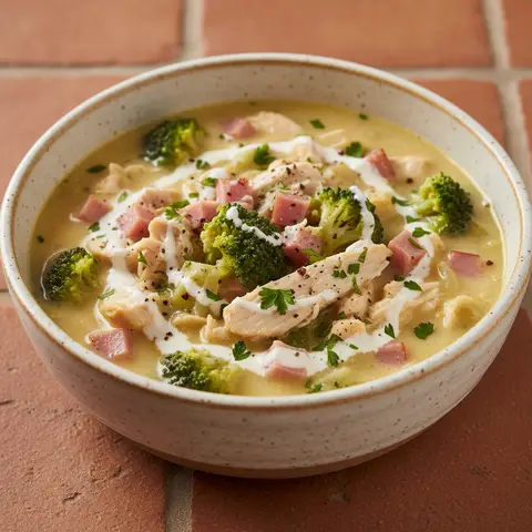 Brokkoli-Hühner-Schinken-Suppe
