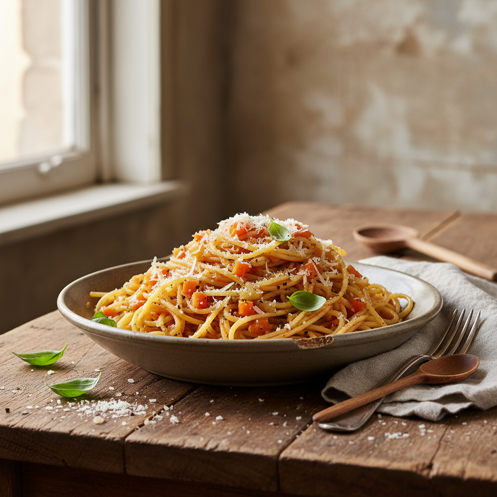Spaghettis Sauce Légumes du Frigo